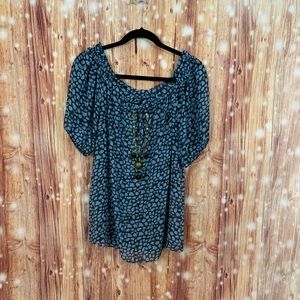 Victoria Secret Size Medium Top Navy and light Blue with Boho Medallion.